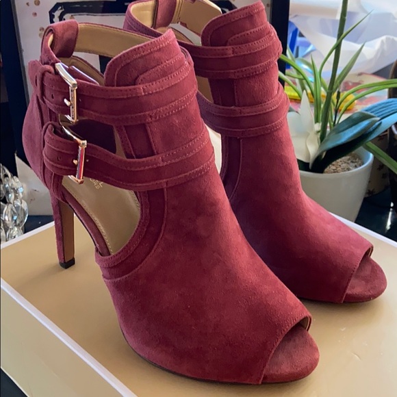 michael kors blaze open toe bootie suede